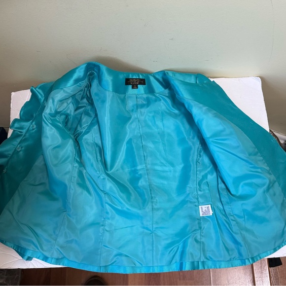 Tahari ASL LUXE Tiffany Blue Ruffle Jacket Skirt Evening Formal Suit Two Piece 6 - Picture 9 of 16